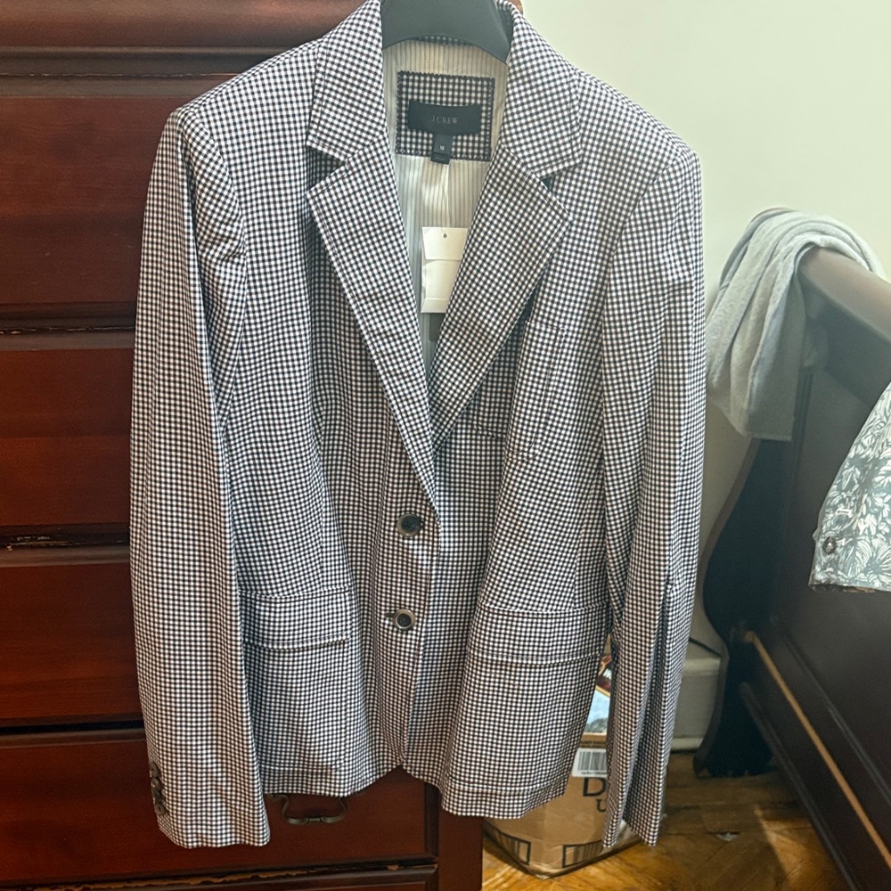 J. Crew Black and White Houndstooth Blazer